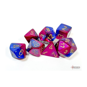 Chessex: Gemini Blue-Purple/gold Polyhedral 7-Dice Set