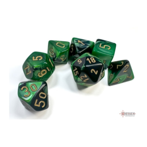 Chessex: Gemini Black-Green/gold Polyhedral 7-Dice Set