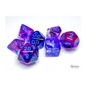 Chessex: Nebula Nocturnal/blue Luminary Polyhedral 7-Dice Set
