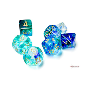 Chessex: Nebula Oceanic/gold Luminary Polyhedral 7-Dice Set